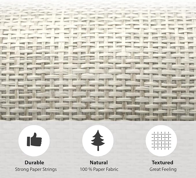 Ansehan Wallcovering W010105 Cosmo Collection 36" W x 8 Yard L, Natural Paper Weave Grasscloth Modern Texture Wallcovering for Living Room Bedroom Feature Wall, Wheat/Natural Knit/Grey