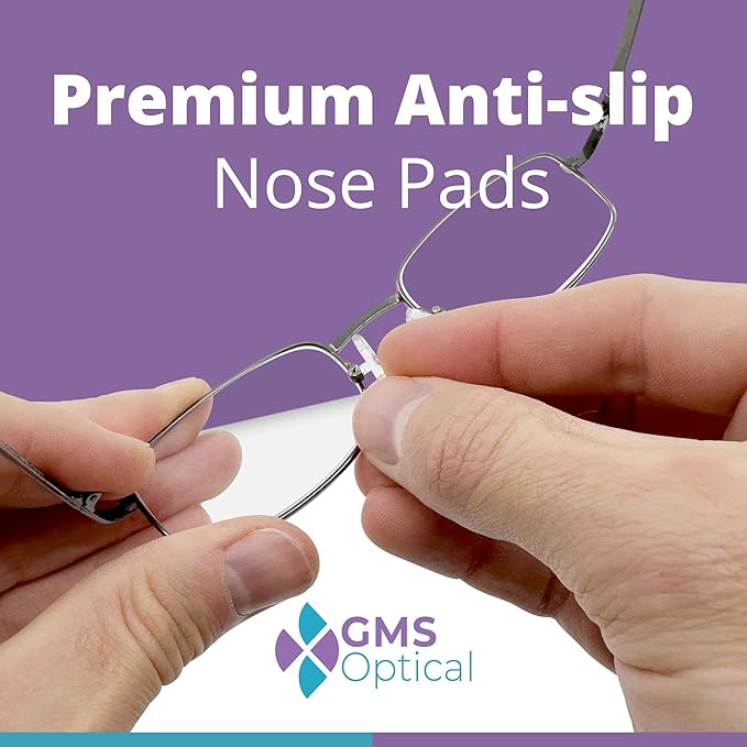 GMS Optical Screw-in Silicone Nose Pads for Glasses | 11mm Extra Small | Non Slip Nose Grips for Sunglasses, Eyeglass Accessories for Kids & Small Frames w/Screws & Screwdriver (10 Pairs, Clear)