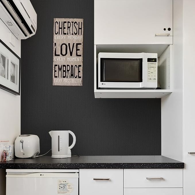Rugreat Matte Black Peel and Stick Wallpaper Solid Modern 472inL 15.7inW | Black Contact Paper for Cabinets Self Adhesive Wallpaper for Bedroom Table Texture Contact Paper for Furniture Waterproof