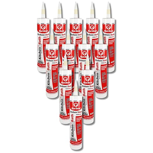 Red Devil 040620 Duraguard Kitchen & Bath Siliconized Acrylic Caulk, 10.1 oz., Biscuit, 12 Pack, Made in USA