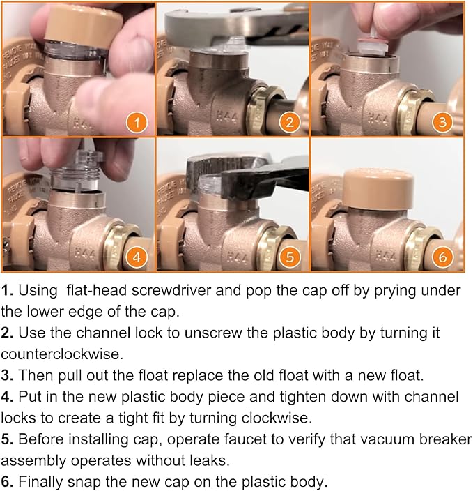 youour RK-17VB Vacuum Breaker Float Kit, Freezeless Anti-Siphon Wall Faucet Repair Kit, Anti Siphon Valve Repair Kit, Compatible with Woodford Model 17 (4 Pack)