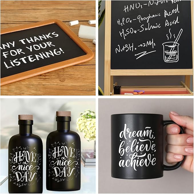 Chalkboard Paint 1 Gallon Black Chalk Board Paint for Wood, Metal, Glass, Wall, Plaster Boards Sign, Frame, Interior/Exterior, Built-in Primer & Top Coat, Black Matte, Acrylic 330 sf with Tools kits