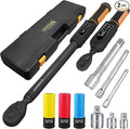 Uharbour Digital Torque Wrench Set 1/2" & 3/8" Drive 2 Pcs | ±1% Accuracy Electric Wrench Set, 3.8-250.8 & 0.66-44.29 Ft.lb, LED Alert