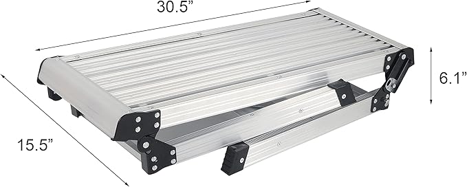 LEADALLWAY Work Platform Aluminum 30"x12"x20" Step Ladder Heavy Duty Foldable Aluminum Platform 330 Lbs Capacity