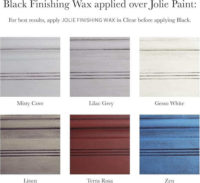 Jolie Finishing Wax - Chalk Finish Paint Wax - Use on wood or matte finish painted interior furniture, cabinets- Odor-Free, Non-Hazardous (500mL, Black)