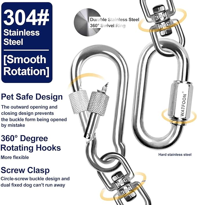 Tie Out Cable for Dogs Up to 300lbs,100ft Extra Strong 1000lbs Break Strength Tie-Out Tether Trolley Training Lead,Dog Run Cable for Yard Garden Park Camping Outside (Orange, 300lbs 65ft)