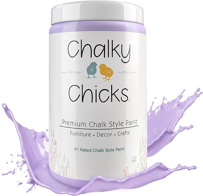 Chalky Chicks 32 Fl Oz Matte Sweet Lilac (Light Purple) Chalk Paint for Furniture Without Sanding - No Prep Furniture Paint No Sanding All in One for Crafts, Wood, Cabinet, Metal, Dresser, Farmhouse