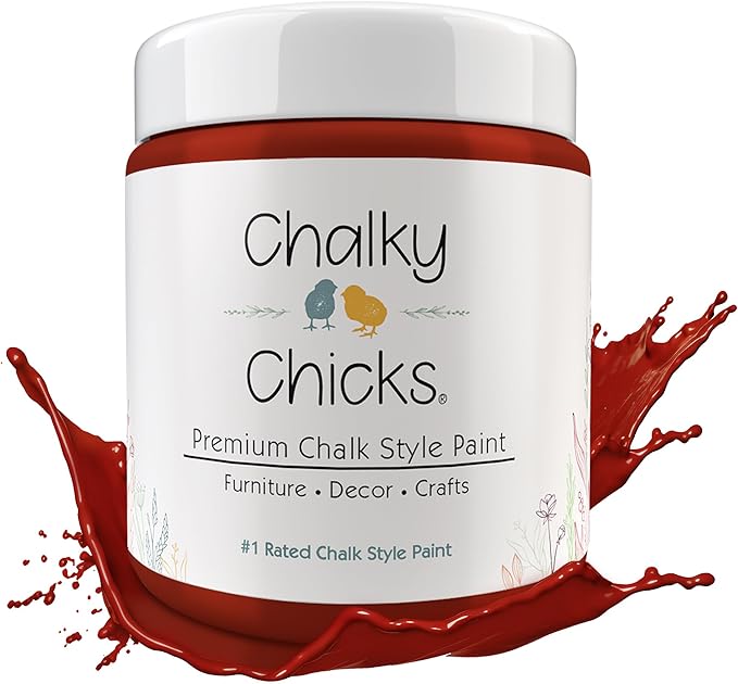 Chalky Chicks 16 Fl Oz Matte Poison Apple (Dark Red) Chalk Paint for Furniture Without Sanding - No Prep Furniture Paint No Sanding All in One for Crafts, Walls, Cabinet, Metal, Dresser, Farmhouse