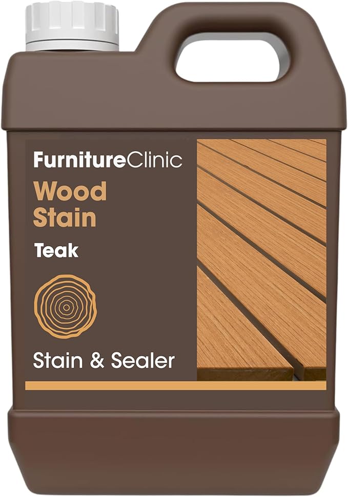 Furniture Clinic Wood Stain | Water Based | Fast Drying, Low Odor, & Non-Toxic | Multiple Finishes | for Indoor & Outdoor Furniture and More | Teak (85 Fl Oz / 2500ml)