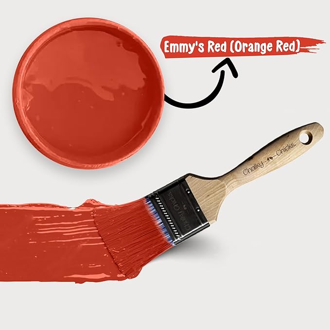 Chalky Chicks Chalk Paint - Chalk Paint for Furniture, Craft Paint, Cabinet Paint, Wood Paint, and Furniture Paint, Spray Paint-Ready for Home Decor - Emmy's Red (Orange Red) 8 Fl Oz (Pack of 1)