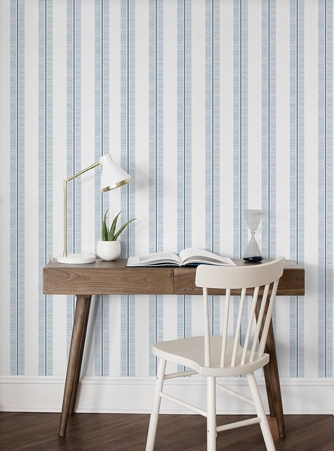 NextWall Beach Towel Stripe Peel and Stick Wallpaper (Blue Skies)