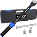5PCS Torque Wrench Set 3/8" Drive 5-50 FT.LB, Dual-Direction 72-Tooth Adjustable Torque Wrenches with 6" Extension Bar, 3/8" to 1/2" & 1/4" Adapters for Car, Motorcycle,Bike Maintenance