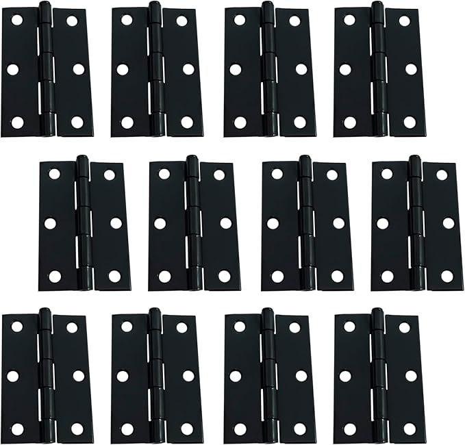 QCAA Narrow Butt Utility Hinge, Thicker, Swaged with Removable Loose Pin for Cabinet Door or Box Hinge, 3"x2"x1.6mm, Black, Made in Taiwan, 12 Pack