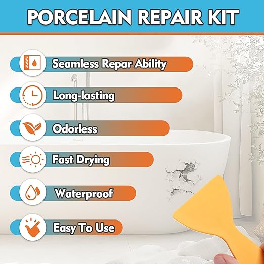 Bondtech Porcelain Repair Kit, White Bathtub & Tile Repair Kit, for Tub, Enamel, Fiberglass, Acrylic, Porcelain, Ceramic, Marble, Granite, Chips, Dents, Cracks, Hole (101)