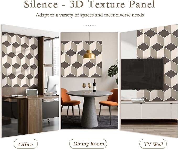 12Pack Acoustic Panels, Self-Adhesive Sound Proof Panels for Walls, Decorative 3D Textured Printing Sound Dampening Panels Sound Absorption Tiles for Studio, Office, Home, 12×12×0.4", Camel