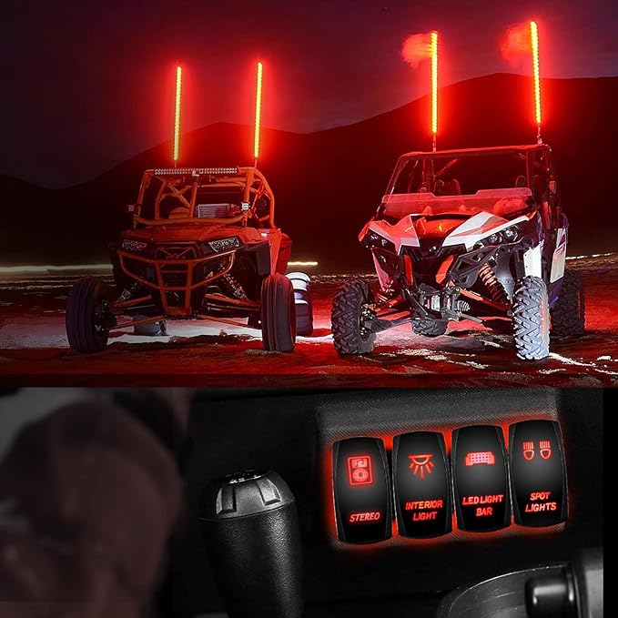 Nilight Stereo Rocker Switch Led Light Bar 5Pin Laser On Off SPST switches Red 20A/12V 10A/24V with Jumper Wires Set for Cars Trucks RVs