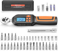 VEVOR Torque Wrench Set 1/4" Drive 42-Piece Digital Torque Wrench 4 Units, ±2% Accuracy, LCD Screen, with Buzzer and LED Indicator, with Sockets, Bits, Extension Bar, Adapter, for Automotive Repair
