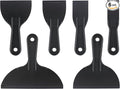 6 Pack Plastic Putty Knife, Durable Plastic Scraper Tool with No-Slip Grip for Spackle, Spreader, Non Scratch and Easy Cleaning Spackle Knife, Putty Knife Set, Black