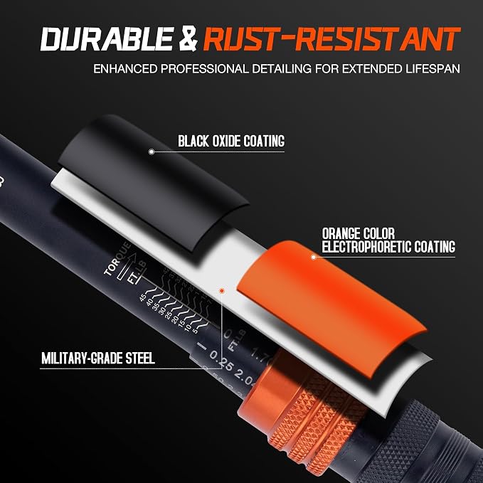 3/8-Inch Drive Torque Wrench, 5-45 Ft-Lb (6.8-61 Nm), 3% Accuracy, 72-Tooth Dual-Direction Mini Torque Wrench with Reversible Head, Quick Release, Dual Scale for Bike