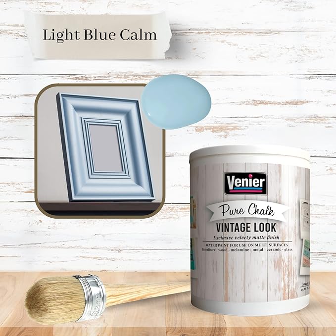 Chalk Pure Paint - for Furniture, Crafts, Home Decor - All-in-One – DIY – Eco-Friendly (Vintage [Blue]), (33.81 oz)
