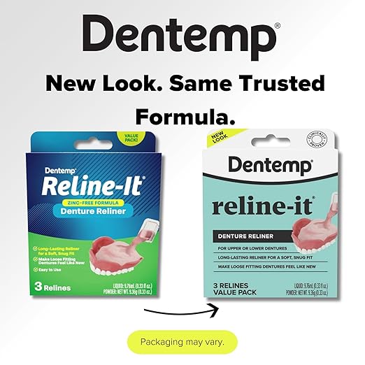 Dentemp Denture Reline Kit Value Pack - Advanced Formula Reline It Denture Reliner - Denture Kit to Refit and Tighten Dentures for Both Upper & Lower Denture (3 Pack (9 Relines))
