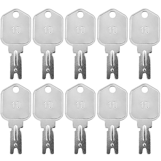 10-Pack Heavy Equipment Ignition Keys: Universal 166 Key Compatible with Clark, Yale, Hyster, Komatsu, Crown Compatible withklifts & More