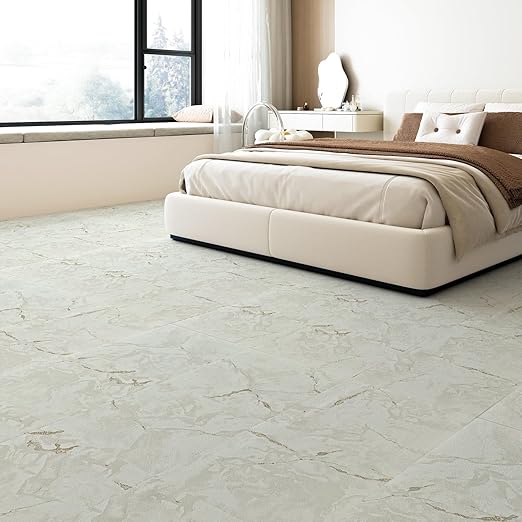 Art3d Peel and Stick Floor Tile, 10-Pack 12 x 12in. Covers 10 Sq.ft, Waterproof Vinyl Flooring Tiles Self Adhesive for Kitchen, Bathroom & Bedroom - White Grey Vein Marble