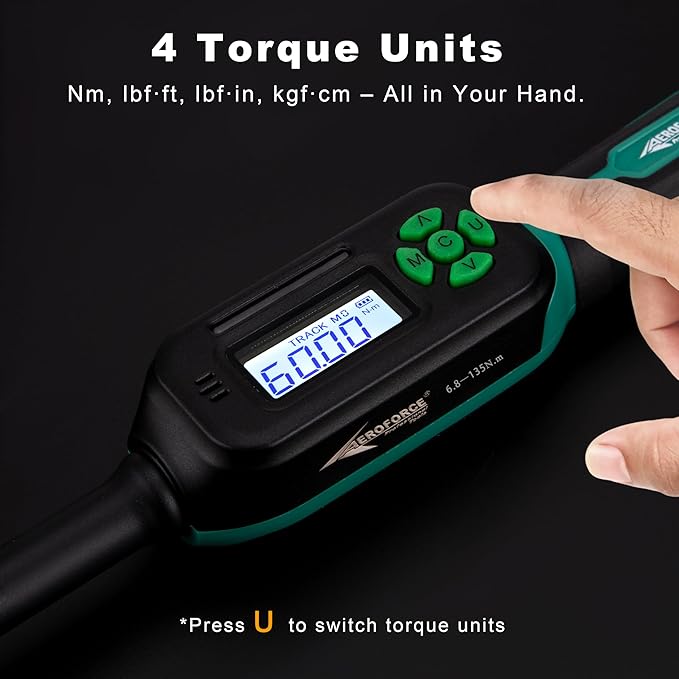 AEROFORCE 9PCS Magnetic Spark Plug Socket Set with a 3/8" Drive Digital Torque Wrench (6.8-135Nm), Includes 12-Point 14mm & 16mm Spark Plug Sockets for cars, motorcycles, lawnmowers