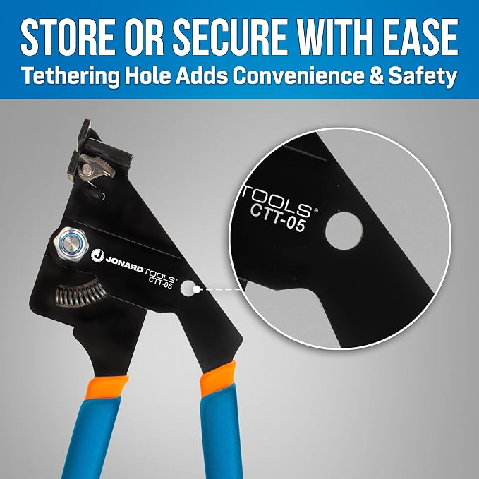 Jonard Tools CTT-05 Deltec® Cable Tie Strap Tensioning & Cutting Tool - 0.183"–0.500" Strap Width Capacity, Heavy-Duty, Spring-Loaded Head, Comfortable Grip