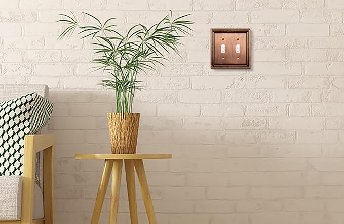 Henne Bery Sunken Pearls Heavy Duty Decorative Wall Plate Switch Plate Outlet Cover (Double Toggle, Antique Copper)