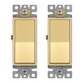 ENERLITES Elite Series Decorator Rocker Light Switch, 15A 120V/277V, Gloss Finish, Single Pole, 3 Wire, Grounding Screw, Residential Grade, UL Listed, 91150-GD2P, Gold Color (2 Pack)