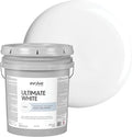EVOLVE Ultimate White Paint & Primer in One, Satin White, 5 Gallon – Interior & Exterior, One-Coat Coverage, Excellent Hide, Low Odor, Low VOC, Washable Paint for Walls, Ceilings & Trim