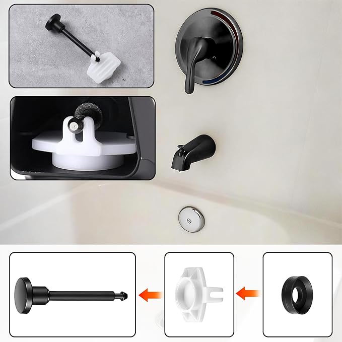 Universal Tub Spout Diverter Repair Kit, 2 Set Shower Diverters Tub Spout Repair Kit Includes 2 Diverter Valve Stems, 2X Cup Seals, 2X Gates, Bathroom Shower Bathtub Leaky Faucet Repairing Replacement