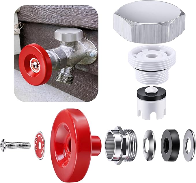 Outdoor Faucet Repair Kit, ASSE 1019-A Metal Vacuum Breaker and Handle Kit, Anti Siphon Frostproof Valve Replacement, Wall Hydrant Fix for Leaks and Frozen Pipes, Outside Faucet Repair