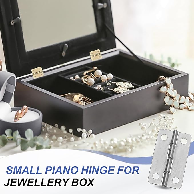MECCANIXITY Small Butt Hinges 1-1/2 Inch Mini Jewelry Box Hinge with Screw for Jewelry Wooden Boxes Cabinet Drawer Doors Gate (Silver Tone, Pack of 12)