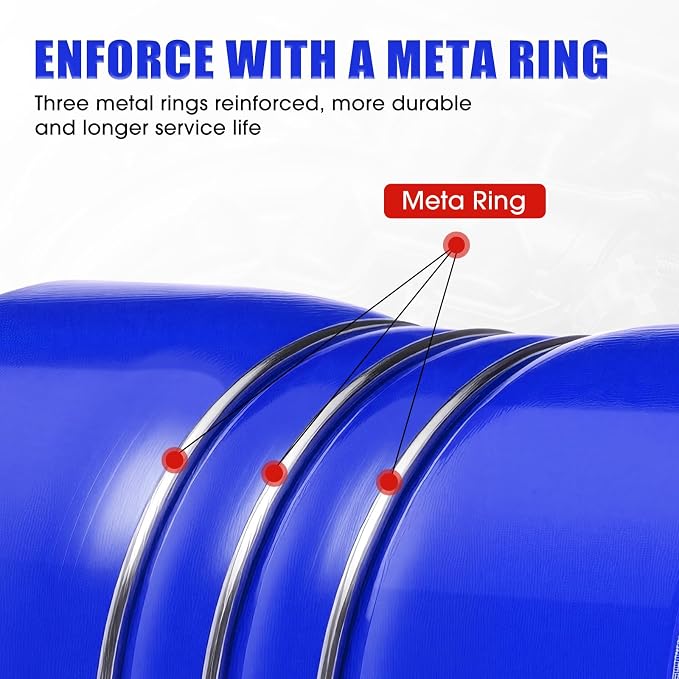 4 Pack 3"x 6" Silicone Charge Air Cooler Hump Hose with T-bolt Spring Loaded Clamps Semi Truck Hose Set Heavy Duty Turbo, Air Intake and Intercooler Kit(Blue,3"x 6")