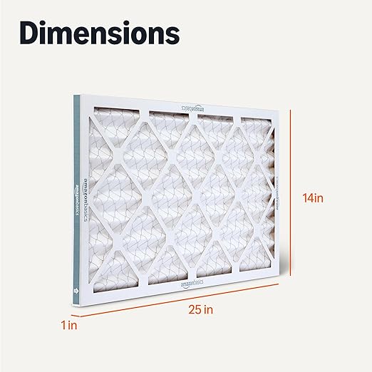 Amazon Basics MERV 5 AC Furnace Air Filter, 14x25x1 inches, 6-Pack (Actual size: 13.75" x 24.75" x 0.75")