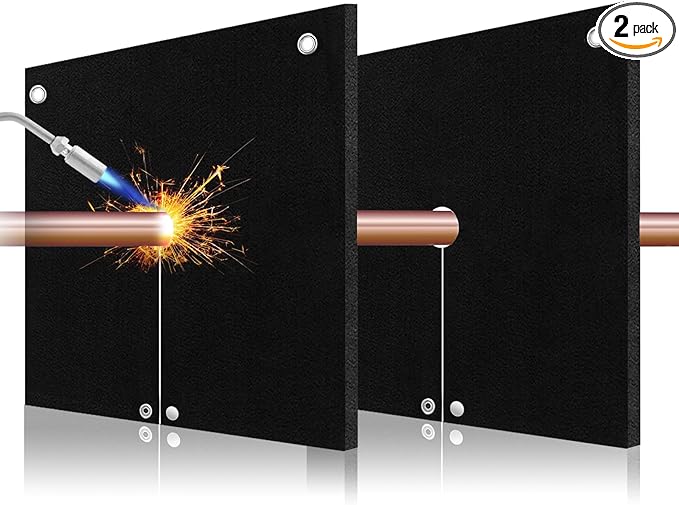 HVAC Tools Welding Blanket Fireproof, 1/5in(5mm) Opening Shape Soldering Blanket, 2 Packs Brazing Heat Shield for Torch Flame Protector, Welding Pad for Plumbing, Solder Plumbers HVAC Torch Protector