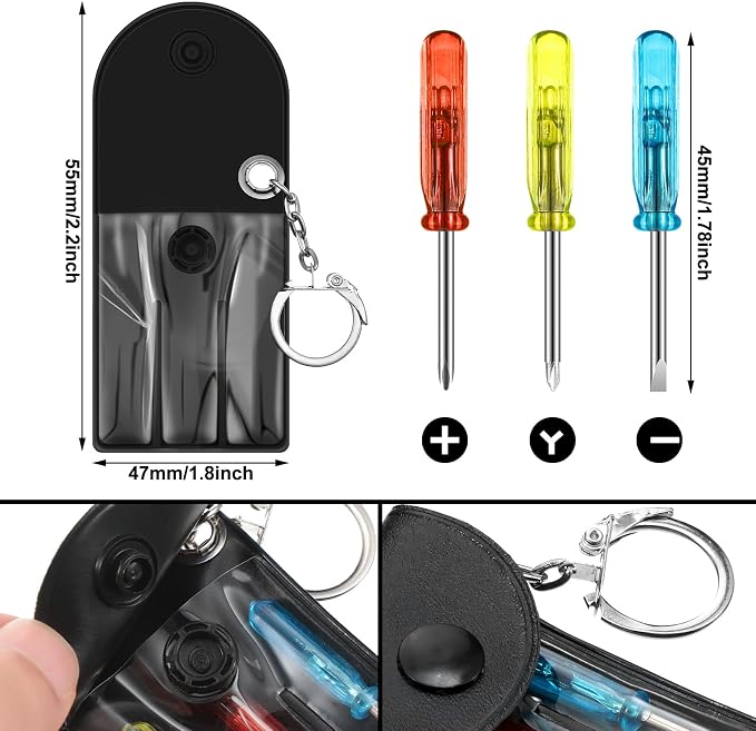Jutom 96 Pcs Mini Tape Measure Keychain Bulk Mini Screwdriver Keychain Set Adult Tool Party Prize for Father's Men Gifts