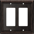 Henne Bery Sunken Pearls Heavy Duty Decorative Wall Plate Switch Plate Outlet Cover (Double Decorator, Aged Bronze)