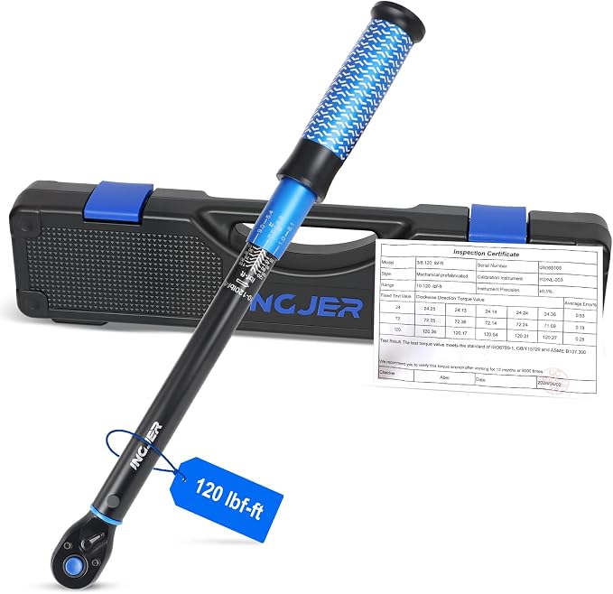 Drive Click Torque Wrench, 3/8" 10-120Ft.Lb, torque wrench for Car | Dual-Direction Adjustable 72 Tooth Click Torque Wrench for Bike, Motorcycle,Professionals & DIYers,Blue