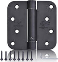 3 Pieces Self Closing Door Hinges 4 inch Matte Black Auto Close Hinge Adjustable 4 x 4 Inch Spring Hinges 5/8" Radius Corner Commercial Door Closer Hinge