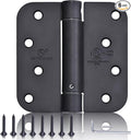 Self Closing Door Hinges 4 inch Matte Black Auto Close Hinge Adjustable 4 x 4 Inch Spring Hinges 5/8" Radius Corner Commercial Auto Door Closer Hinge UL Listed, 6 Pieces