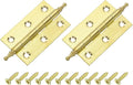 uxcell 2 Pcs Folding Butt Hinges, 2.5 Inch Brass Small Door Hinges Butt Cabinet Hinges Pointed Folding Craft Hinges with Screws for Door Wooden Boxes Windows Dressers, Gold Tone