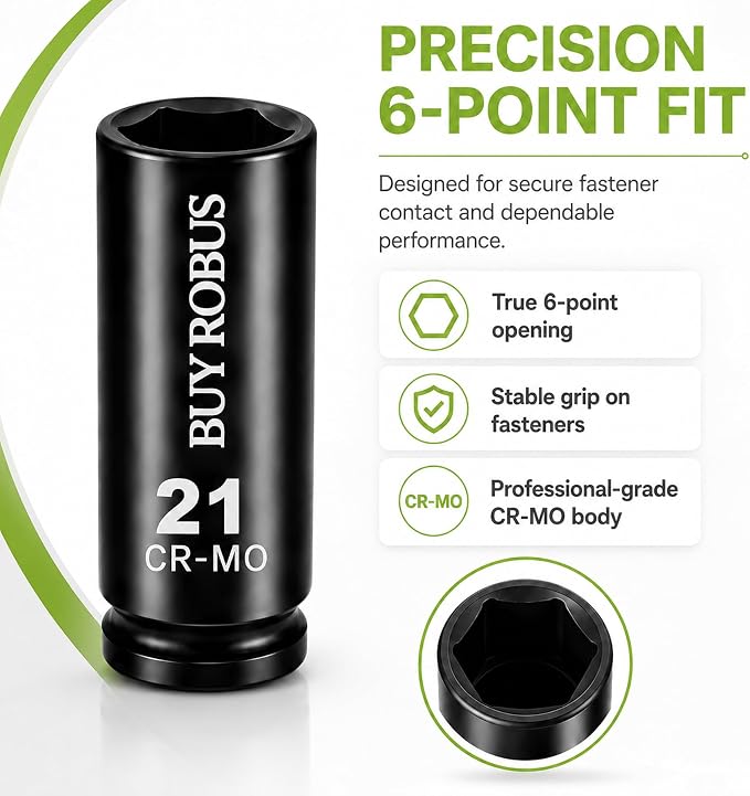 19 Pcs 1/2" Metric Impact Socket Set, Deep Sockets 10mm-36mm, 6-Point Cr-V and Alloy Steel, 1/2 Inches Drive Impact Socket Set,Rugged Construction, Enhanced Storage Case