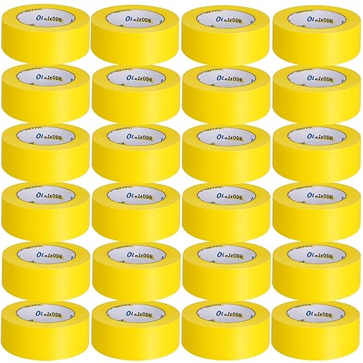 Oleitodh 22 Rolls Yellow Painters Tape Bulk 2 inch x 55 Yards, Painters Masking Tape No Residue Wall Painting Tape Artist Tape Trim Edge Finishing Tape for Wall Painting Decoration DIY Supplies