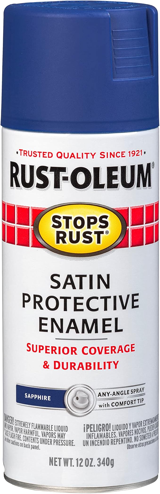 Rust-Oleum 276270-6PK Stops Rust Spray Paint, 12 oz, Satin Sapphire, 6 Pack