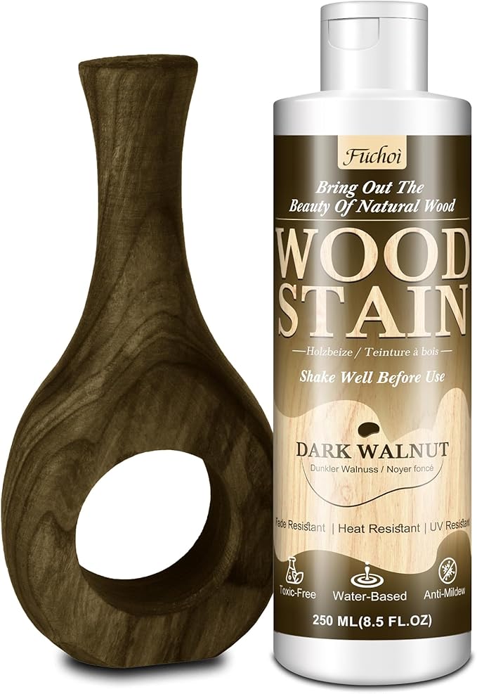 Wood Stain 8.5oz - Walnut | Water Based Furniture Stain & Wood Varnish for Indoor & Outdoor Wooden Furniture, Doors, Windows, Paneling, Cabinets | Low Odor Non-Toxic, Dye Fast, Multiple Finishes