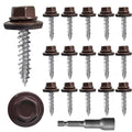 60 PCS #10×1" Metal Roofing Screws, Brown Painted Hex Head Sheet Roof Screws with EPDM Washer Self Starting Metal to Wood Siding for Corrugated Roofing