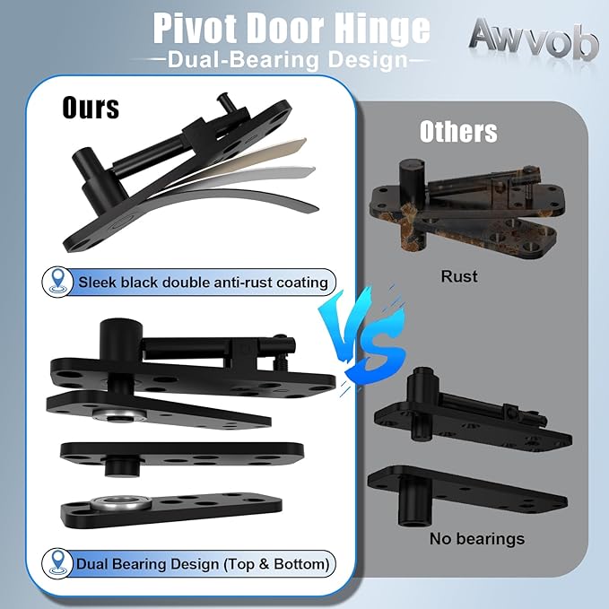 Hidden Door Hinge with Dual Bearing Design - Rotating Silent Invisible Door Hinge Kit for Heavy Duty Secret Door, Perfect for DIY Carpenters & Door Bookcase 580lbs Load-Bearing